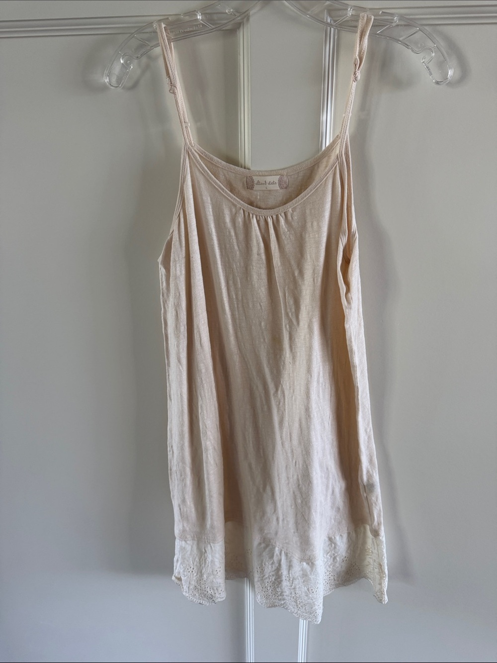 Cream Cotton  Lace-Trim Slip Dress for layering -L